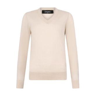 Dsquared2 Jumpers - female - Dsquared2 - V-neck Knitwear - Beige - XS - Knitwear