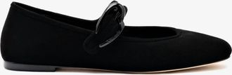 Larroude Womens Verona Ballet Flat Shoes In Black Suede