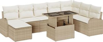 vidaXL Vidaxl - Garden Sofa Set with Cushion 9 pcs Beige and cream