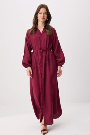 Trendyol Modest Dames Bordeaux Effen Maxi Lang A-lijn Modest Jurken