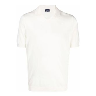 Drumohr Polo Shirts, male, White, Size: 2XL Fine Knit Cotton Polo Shirt