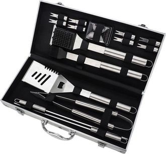 OEM Juego De 16 Piezas Para Barbacoa, Accesorios De Acero Inoxidable Resistentes Para Barbacoa En Estuche De Aluminio, Utensilios De Barbacoa Completos, R