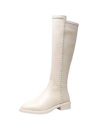 Generic Womens Cow Leather Riding Long Boots Thick Heel Warm Preppy Style Knee-High Boots