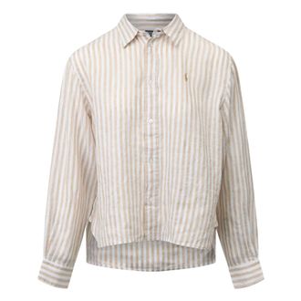 Ralph Lauren Shirts, female, Beige, Size: XS Linen Logo Shirt
