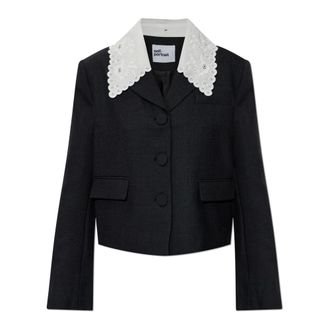 Self Portrait Blazers, female, Gray, Size: 2XS Blazer with Detachable Collar