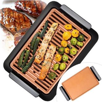 Trade Shop Trade Shop - Griglia Elettrica Senza Fumo Grill Smokeless Rivestimento Ceramica Antiaderente