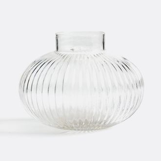 La Redoute Interieurs Ronde vaas in geribbeld glas H15 cm, Afa