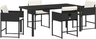 vidaXL Garden Dining Set with Cushion Folding 5 pcs Black Poly rattan Vidaxl