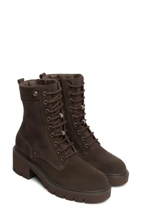 Nero Giardini Block Heel Combat Boot in Chocolate at Nordstrom, Size 41
