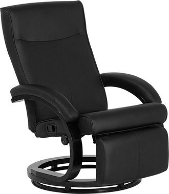 Beliani Beliani - Sill&oacute;n Reclinable De Piel Sint&eacute;tica Negra Respaldo Alto Ajustable Base De Madera Reposapi&eacute;s Extra&iacute;ble Dise&ntilde;o Moderno Might