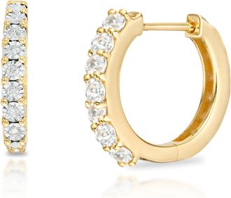 MAX + STONE 10k Yellow or White Gold 12MM Small Natural Gemstone Huggie Hoop Earrings