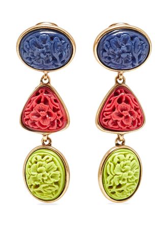 Oscar De La Renta Carved resin earrings - Gold