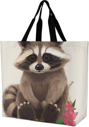 Generic Raccoon Grocery Bag Reusable Shopping Bag Foldable Tote Bags For Yoga Ladies Picnic