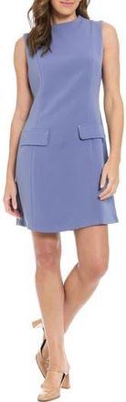 London Times Mock Neck Extender Shoulder Pocket A-Line Dress in Marlin Blue at Nordstrom Rack, Size 14