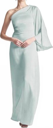 Sachin & Babi Keely One-Shoulder Gown In Jade