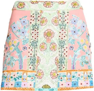 Camilla Beaded Silk Micro Miniskirt in Howdy Gaudi at Nordstrom, Size Medium