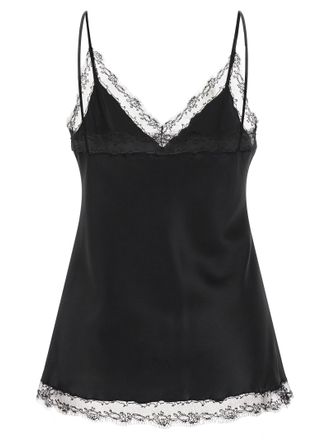 Ermanno Scervino Silk Lace Trim Tank Top - Black