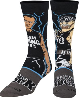 Odd Sox Mens Crew Socks - WWE Legendary Matches Collection (UK Adult 6-12) (The Rock Vs Hollywood Hogan)