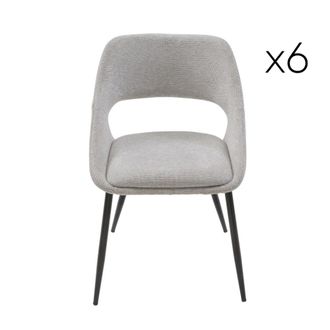Signature Lote de 6 sillas de tela color topo con base de metal - A77 cm
