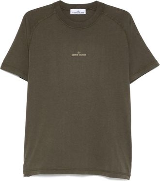 Stone Island Olive Green Crewneck Logo T-Shirt