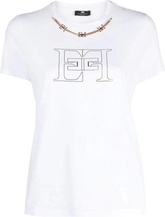 Elisabetta Franchi Tops, Dames, Wit, L, T-Shirts