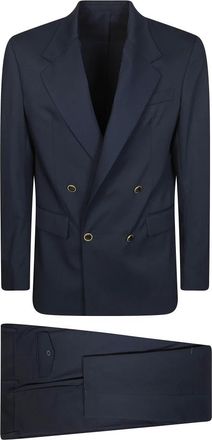 Mars&eacute;m Abito DP 4 Bottoni Rever Specchio Pantalone New Slim - Heren - Business pakken - Blauw - M - Leer - Kostuums