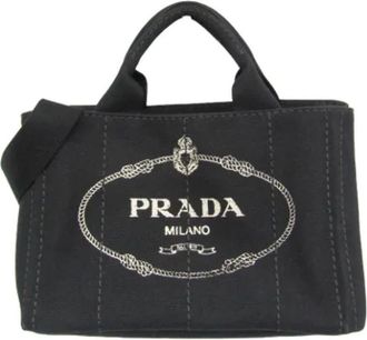 Prada Pre-owned Handbags, female, Black, Size: ONE SIZE Pre-owned Canvas prada-bags