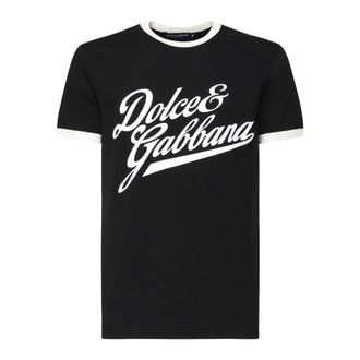 Dolce & Gabbana T-Shirts, male, Black, S, Cotton T-shirt with Print
