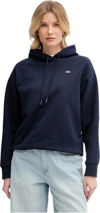 Lacoste Oversized Fleece Hoodie - Dames - Hoodies - Blauw - XL - Katoen - Hoodies & sweatvesten