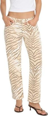 Good American Tiger Print Ankle Straight Leg Jeans in Brown Tiger at Nordstrom Rack, Size 14