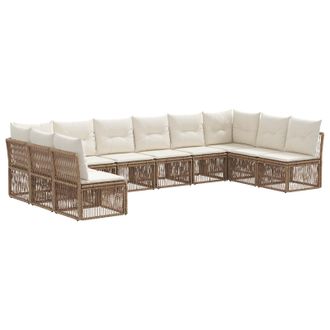 vidaXL Conjunto De Sof&aacute;s De Jard&iacute;n 10 Pcs Beige Rat&aacute;n Sint&eacute;tico Vidaxl