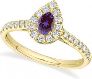 Allurez Pear-Cut Alexandrite & Diamond Engagement Ring 14K Yellow Gold (0.54ct)