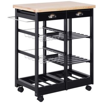 HOMCOM Carro de cocina 74x37x76cm negro