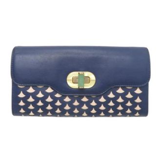 Bulgari Pre-owned Leather Wallet - Dames - Vintage Accessoires - Blauw - ONE Size - Leer - Vintage