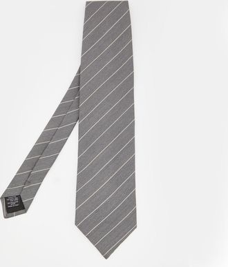 Emporio Armani Grey Striped Silk Tie