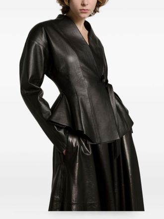 032c Faux Leather Midi Skirt - Black
