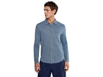 John Varvatos Paladino Shirt Mens Clothing Oiled Blue : SM, Cotton/Polyester