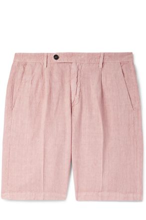 Massimo Alba Alaccia Straight-Leg Pleated Linen Shorts