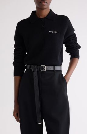 Givenchy Long Sleeve Wool & Cashmere Polo in Black at Nordstrom, Size X-Large