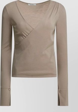 Max Mara virgin wool sweater draped v neck design