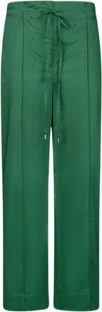 Liu Jo Broek met riem- rechte pijpen - Dames - Straight fit broeken - Groen - XL - Katoen - Broeken