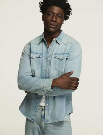 Lucky Brand Mens Denim Western Shirt