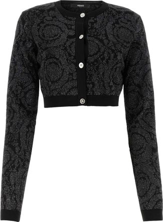 Versace Embroidered Stretch Viscose Blend Cardigan