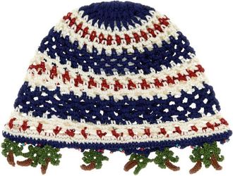 Alanui Blue Crochet Beanie Cap