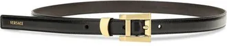Versace Glossy Leather Logo Belt - Black