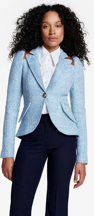 Smythe Rifle-Patch Pouf Sleeve One Button Blazer in Blue Herringbone at Nordstrom, Size 14