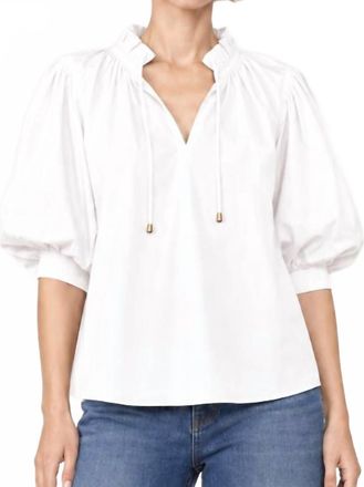 Vix Elaine Bohemian Puff Sleeve Blouse In White