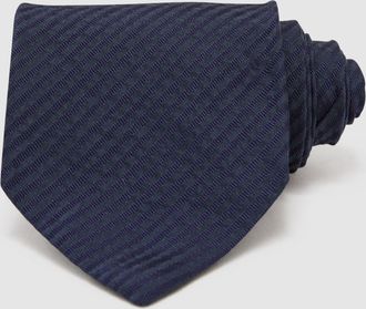 Reiss Navy Cotton-silk Stripe Seersucker Tie