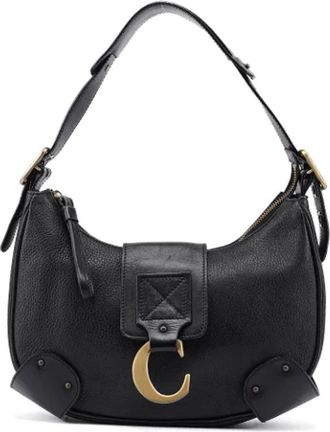 Chlo&eacute; Tweedehands leren schoudertassen - Dames - Vintage Schoudertas - Zwart - ONE Size - Katoen - Vintage
