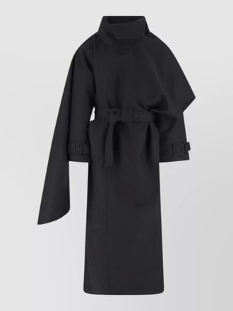 Entire studios asymmetrical belted coat cape overlay